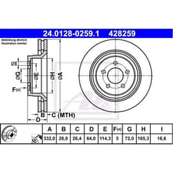 ATE Disque de frein JEEP: Cherokee IV 28,0mm 5 114,3mm ventilé revêtu 24.0128-0259.1 04779599AB,4779599AB Disques de frein, Disque