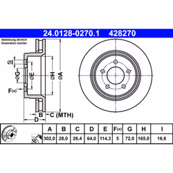 Disque de frein ATE 24.0128-0270.1 avant, ventilé, à haute teneur en carbone, 1 pièce