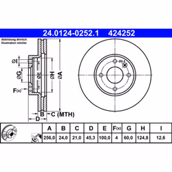 Disque de frein ATE 24.0124-0252.1 avant, ventilé, 1 pièce