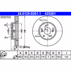 Disque de frein ATE 24.0125-0201.1 avant, ventilé, 1 pièce