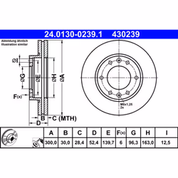 Disque de frein ATE 24.0130-0239.1 avant, ventilé, à haute teneur en carbone, 1 pièce