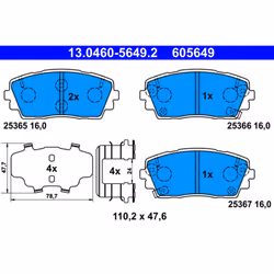 Jeu de plaquettes de frein ATE 13.0460-5649.2, avant