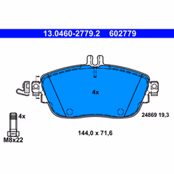 Jeu de plaquettes de frein ATE 13.0460-2779.2, avant