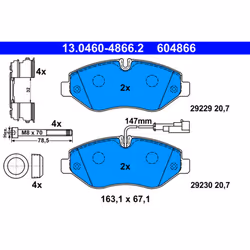 Jeu de plaquettes de frein ATE 13.0460-4866.2, avant