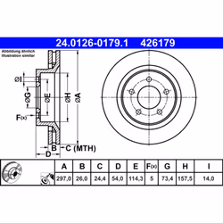 Disque de frein ATE 24.0126-0179.1 avant, ventilé, à haute teneur en carbone, 1 pièce