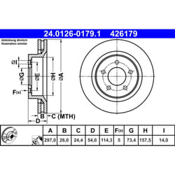 Disque de frein ATE 24.0126-0179.1 avant, ventilé, à haute teneur en carbone, 1 pièce