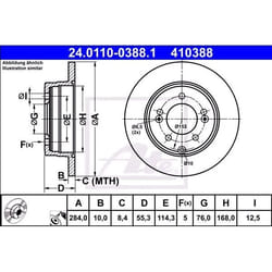ATE Disque de frein HYUNDAI: ix35, KIA: Optima / K5 10,0mm 5 114,3mm plein revêtu allié/carbonisé 24.0110-0388.1 584113S100 Disques de frein, Disque