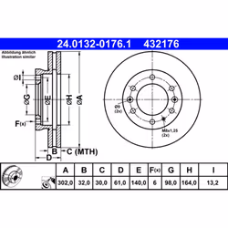 Disque de frein ATE 24.0132-0176.1 avant, ventilé, 1 pièce