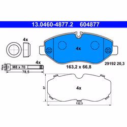 Jeu de plaquettes de frein ATE 13.0460-4877.2, avant