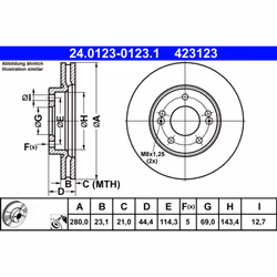 Disque de frein ATE 24.0123-0123.1 avant, ventilé, à haute teneur en carbone, 1 pièce