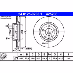 Disque de frein ATE 24.0125-0208.1 avant, ventilé, 1 pièce