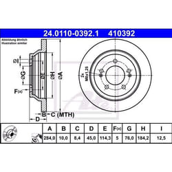 ATE Disque de frein KIA: CARENS 4 10,0mm 5 114,3mm plein revêtu 24.0110-0392.1 58411A4000 Disques de frein, Disque