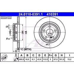 ATE Disque de frein MERCEDES-BENZ: SLK 10,0mm 5 112,0mm plein revêtu allié/carbonisé 24.0110-0391.1 0004231612,1724230212,A0004231612,A1724230212