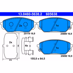 Jeu de plaquettes de frein ATE 13.0460-5638.2, avant