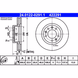 Disque de frein ATE 24.0122-0291.1 avant, ventilé, à haute teneur en carbone, 1 pièce