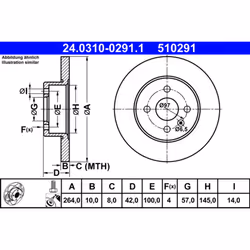 Disque de frein ATE - TEVES 24.0310-0291.1, 1 pièce