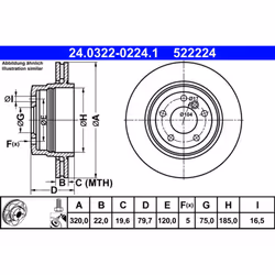 Disque de frein ATE PowerDisc 24.0322-0224.1, 1 pièce