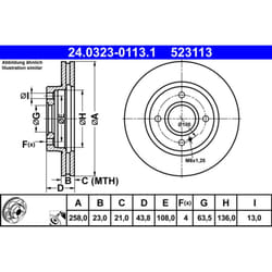 Disque de frein ATE PowerDisc 24.0323-0113.1, 1 pièce