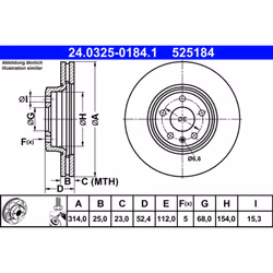 Disque de frein ATE PowerDisc 24.0325-0184.1, 1 pièce
