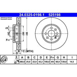 Disque de frein ATE PowerDisc 24.0325-0198.1, 1 pièce