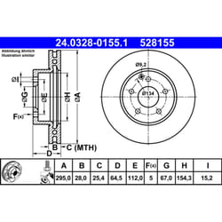 Disque de frein ATE PowerDisc 24.0328-0155.1, 1 pièce