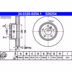 Disque de frein ATE - TEVES 24.0328-0254.1, 1 pièce