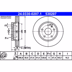 Disque de frein ATE PowerDisc 24.0330-0207.1, 1 pièce