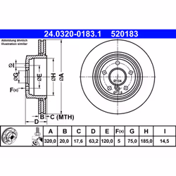 Disque de frein ATE - TEVES 24.0320-0183.1, 1 pièce