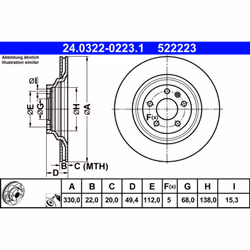 Disque de frein ATE PowerDisc 24.0322-0223.1, 1 pièce