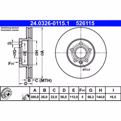 Disque de frein ATE - TEVES 24.0326-0115.1, 1 pièce