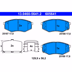 Jeu de plaquettes de frein ATE 13.0460-5641.2, avant
