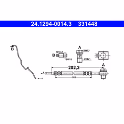 Flexible de frein ATE 24.1294-0014.3, gauche