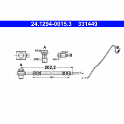 Flexible de frein ATE 24.1294-0015.3, droite