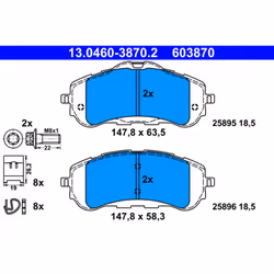 Jeu de plaquettes de frein ATE 13.0460-3870.2, avant