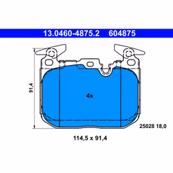 Jeu de plaquettes de frein ATE 13.0460-4875.2, avant