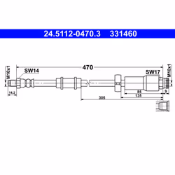 Flexible de frein ATE 24.5112-0470.3, Céramique
