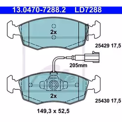 Jeu de plaquettes de frein; ATE; Ceramic; contact de signal d'usure inclus; pour FIAT; LD7288, 77365729, 77365811, 77366270,  ...