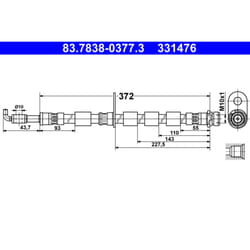 Flexible de frein ATE 83.7838-0377.3, gauche