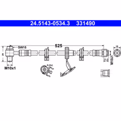 Flexible de frein ATE 24.5143-0534.3, droite