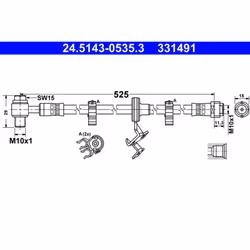 Flexible de frein ATE 24.5143-0535.3, gauche