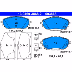 Jeu de plaquettes de frein ATE 13.0460-3868.2, avant