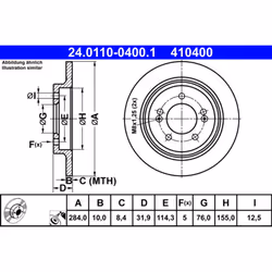 Disque de frein ATE 24.0110-0400.1 arrière, plein, à haute teneur en carbone, 1 pièce