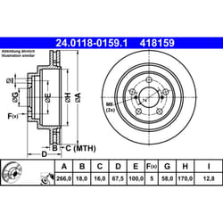 Disque de frein ATE 24.0118-0159.1 avant, ventilé, 1 pièce