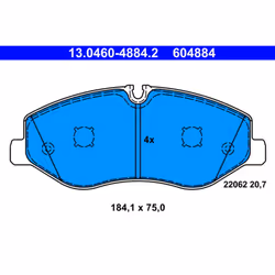 Jeu de plaquettes de frein ATE 13.0460-4884.2, avant