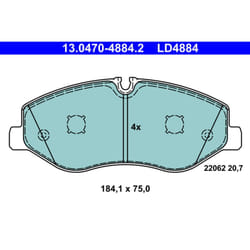 Jeu de plaquettes de frein ATE 13.0470-4884.2, avant, Céramique
