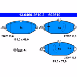 Jeu de plaquettes de frein ATE 13.0460-2610.2, avant