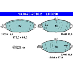 Jeu de plaquettes de frein ATE Ceramic ATE 13.0470-2610.2