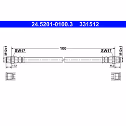 Flexible de frein ATE 24.5201-0100.3, gauche