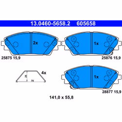 Jeu de plaquettes de frein ATE 13.0460-5658.2, avant