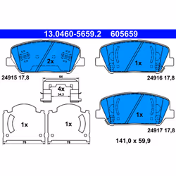 Jeu de plaquettes de frein ATE 13.0460-5659.2, avant
